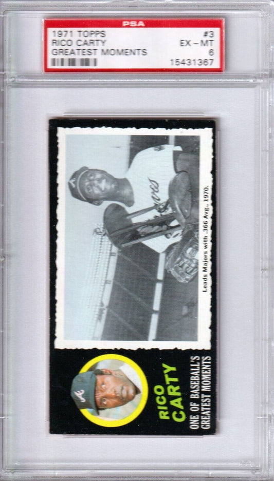 RICO CARTY 1971 Topps Greatest Moments #3 PSA 6 EX - MT - BRAVES - Columbia Hobby - Sports Card Boxes - Toploaders - Card Savers