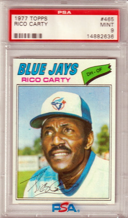 RICO CARTY 1977 Topps #270 PSA 9 MINT - BLUE JAYS - Columbia Hobby - Sports Card Boxes - Toploaders - Card Savers