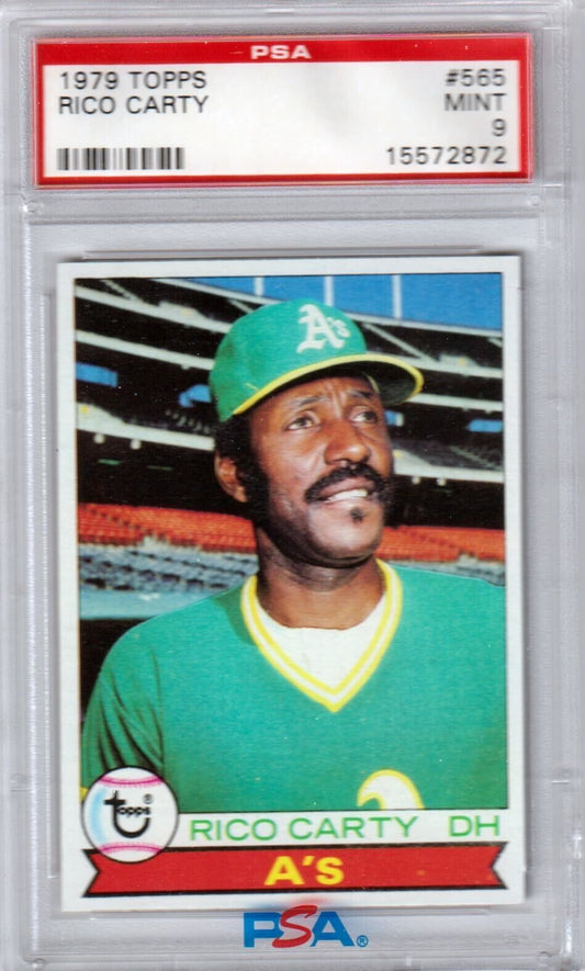 RICO CARTY 1979 Topps #565 PSA 9 MINT - ATHLETICS - Columbia Hobby - Sports Card Boxes - Toploaders - Card Savers