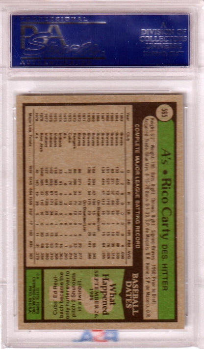 RICO CARTY 1979 Topps #565 PSA 9 MINT - ATHLETICS - Columbia Hobby - Sports Card Boxes - Toploaders - Card Savers