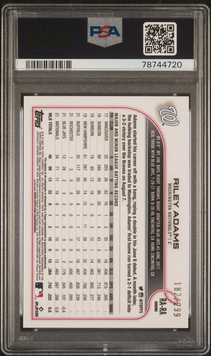 RILEY ADAMS 2022 Topps Chrome Rookie Autograph Purple Speckle #/299 PSA 10 GEM - Columbia Hobby - Sports Card Boxes - Toploaders - Card Savers