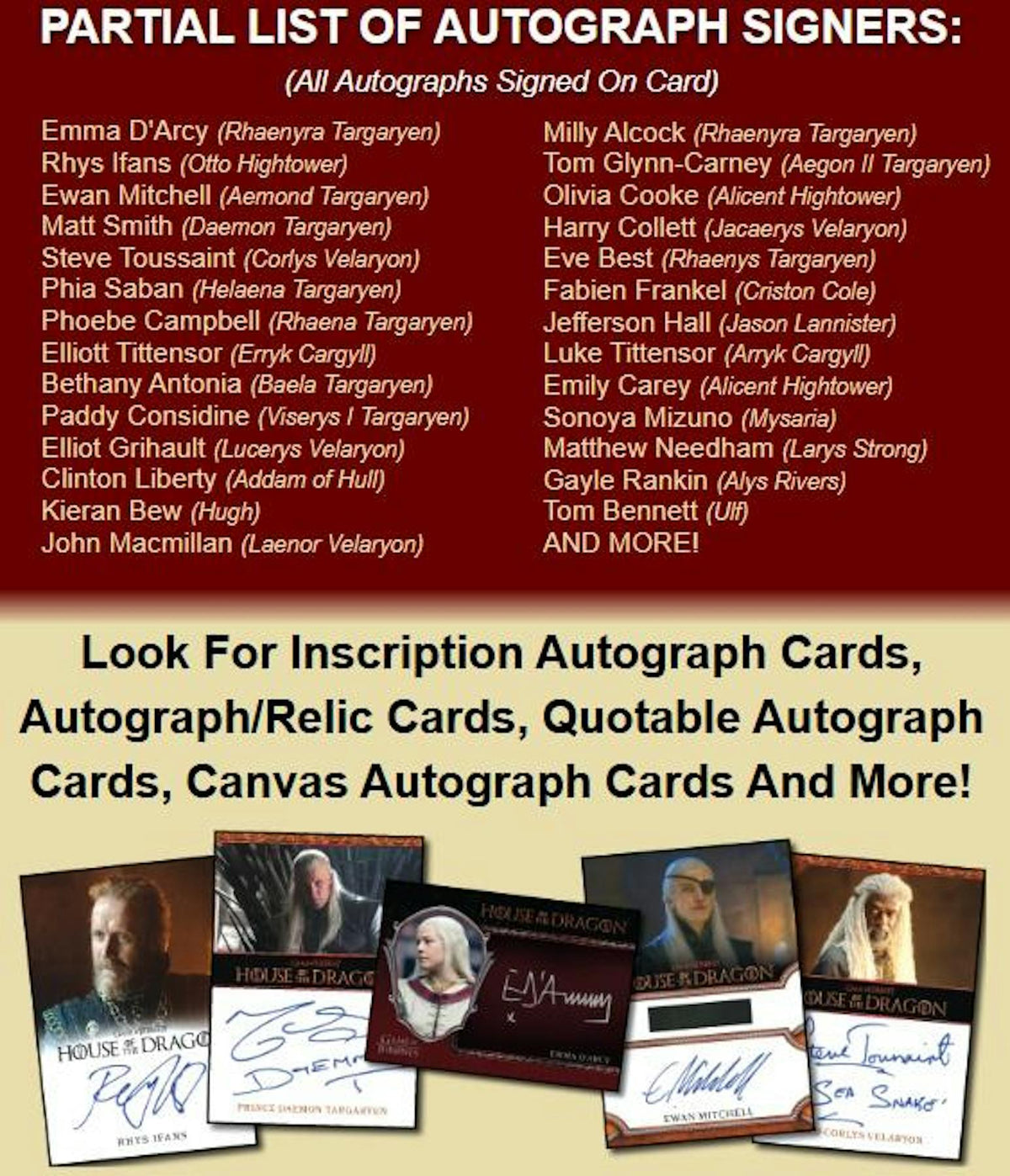 2026 Rittenhouse House of the Dragon Series 2 Hobby Box sell sheet 2