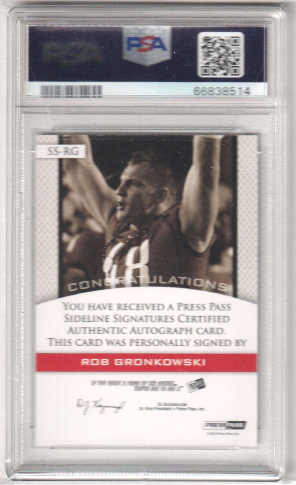 ROB GRONKOWSKI 2010 Press Pass Pe RC Rookie Autograph Auto Gold PSA 9 PATRIOTS - Columbia Hobby - Sports Card Boxes - Toploaders - Card Savers