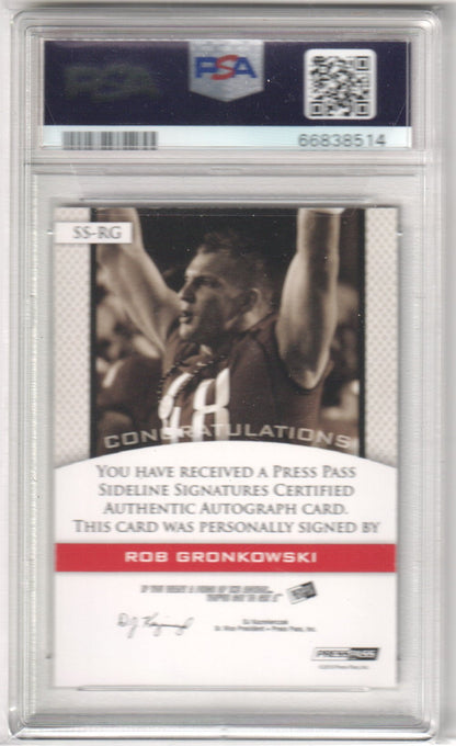 ROB GRONKOWSKI 2010 Press Pass Pe RC Rookie Autograph Auto Gold PSA 9 PATRIOTS - Columbia Hobby - Sports Card Boxes - Toploaders - Card Savers