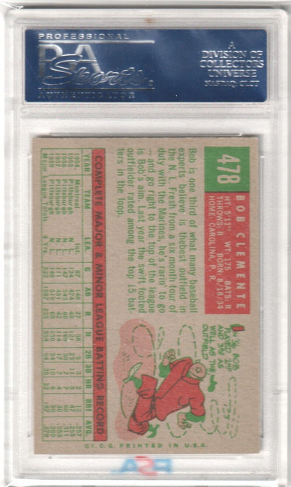 ROBERTO CLEMENTE 1959 Topps #478 PSA 7 NM - PIRATES - Columbia Hobby - Sports Card Boxes - Toploaders - Card Savers