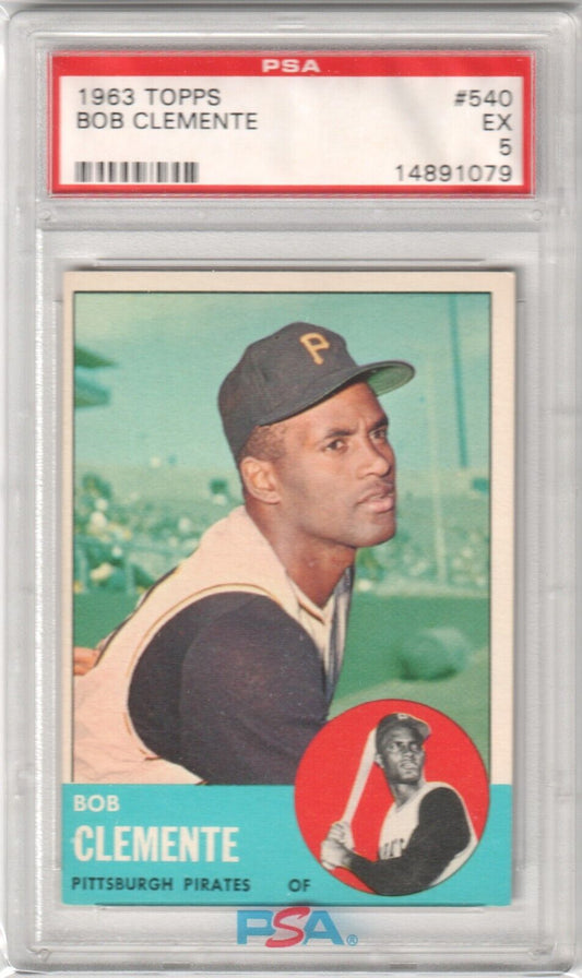 ROBERTO CLEMENTE 1963 Topps #540 PSA 5 EX - PIRATES - Columbia Hobby - Sports Card Boxes - Toploaders - Card Savers
