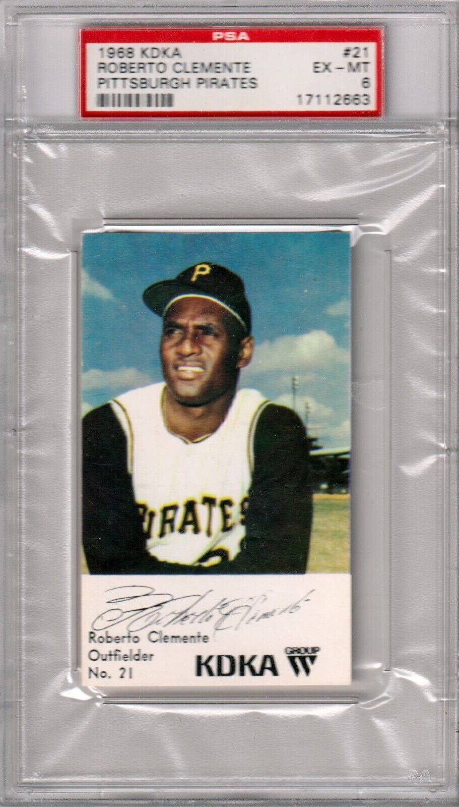 ROBERTO CLEMENTE 1968 KDKA #21 PSA 6 EX - MT - PIRATES - Columbia Hobby - Sports Card Boxes - Toploaders - Card Savers