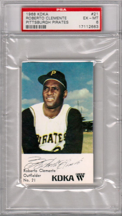 ROBERTO CLEMENTE 1968 KDKA #21 PSA 6 EX - MT - PIRATES - Columbia Hobby - Sports Card Boxes - Toploaders - Card Savers