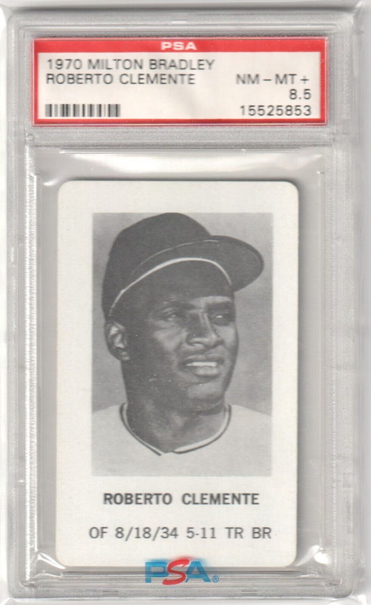 ROBERTO CLEMENTE 1970 Milton Bradley PSA 8.5 NM - MT+ - PIRATES - Columbia Hobby - Sports Card Boxes - Toploaders - Card Savers
