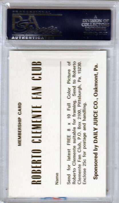 ROBERTO CLEMENTE 1972 Daily Juice Membership PSA 7 NM - PIRATES - Columbia Hobby - Sports Card Boxes - Toploaders - Card Savers