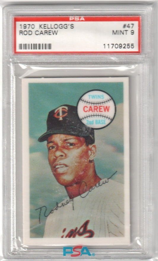 ROD CAREW 1970 Kellogg's #47 PSA 9 MINT - TWINS - Columbia Hobby - Sports Card Boxes - Toploaders - Card Savers