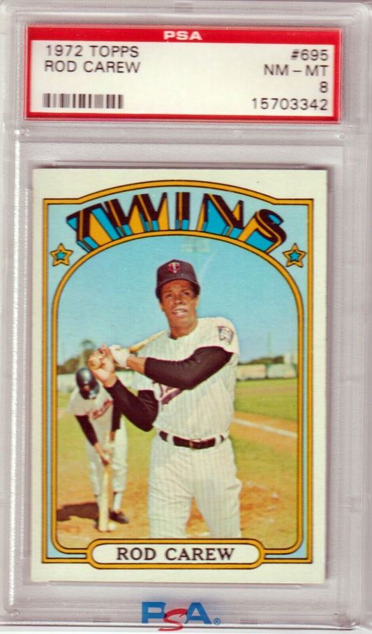 ROD CAREW 1972 Topps #695 PSA 8 NM - MT - TWINS - Columbia Hobby - Sports Card Boxes - Toploaders - Card Savers