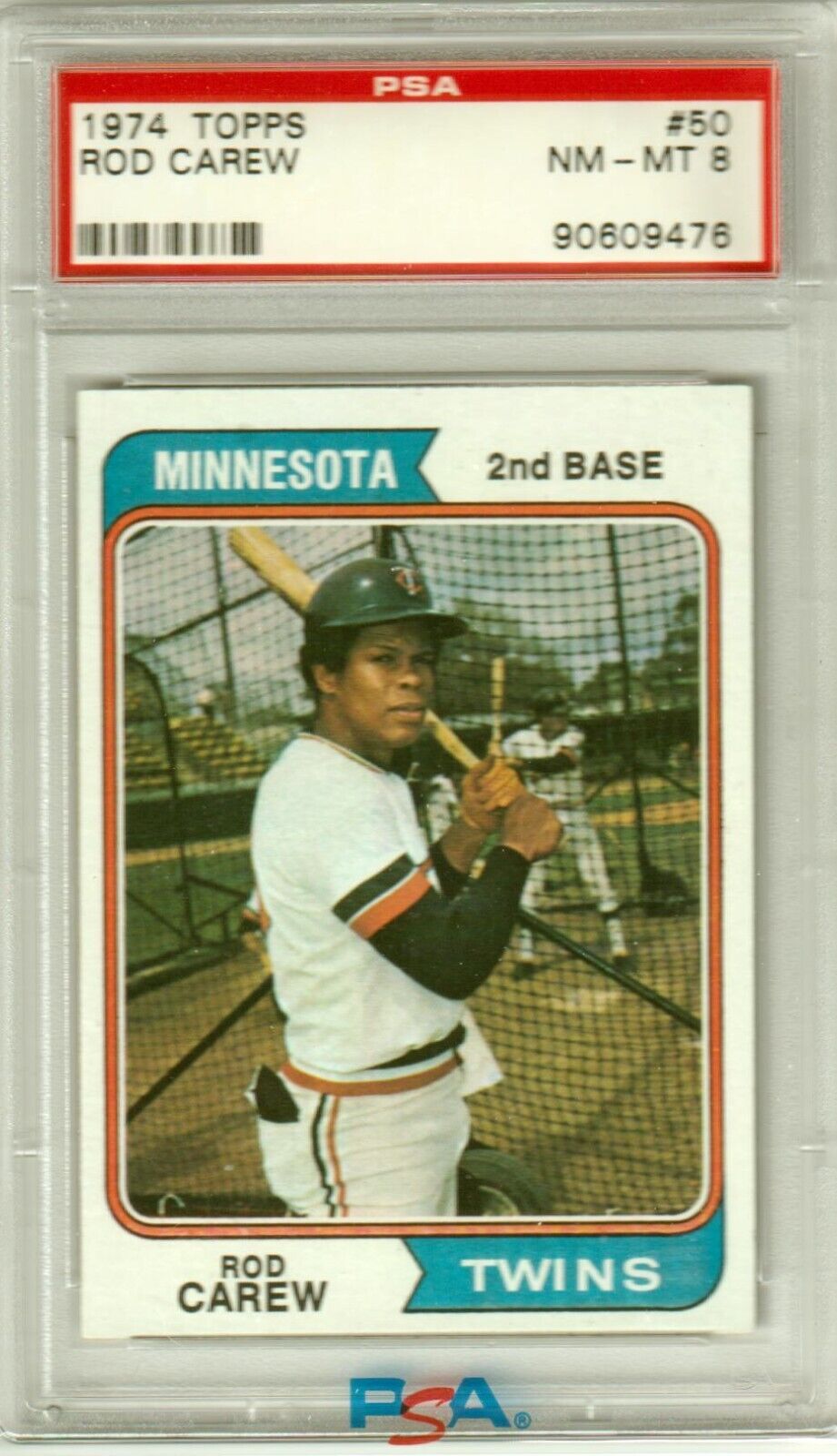 ROD CAREW 1974 Topps #50 PSA 8 NM - MT - TWINS - Columbia Hobby - Sports Card Boxes - Toploaders - Card Savers