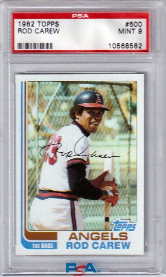 ROD CAREW 1982 Topps #500 PSA 9 MINT - ANGELS - Columbia Hobby - Sports Card Boxes - Toploaders - Card Savers