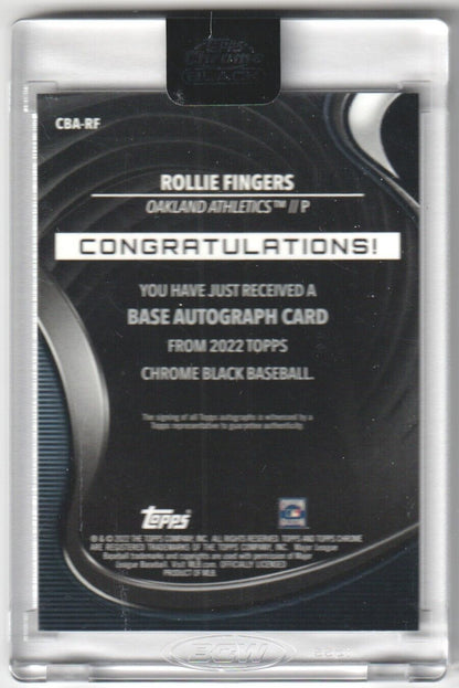 ROLLIE FINGERS 2022 Topps Chrome Black Autograph Auto Encased #CBA - RF ATHLETICS - Columbia Hobby - Sports Card Boxes - Toploaders - Card Savers