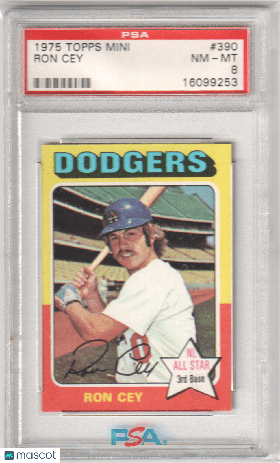 RON CEY 1975 Topps Mini #390 PSA 8 NM - MT - DODGERS - Columbia Hobby - Sports Card Boxes - Toploaders - Card Savers