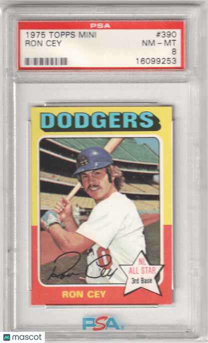 RON CEY 1975 Topps Mini #390 PSA 8 NM - MT - DODGERS - Columbia Hobby - Sports Card Boxes - Toploaders - Card Savers