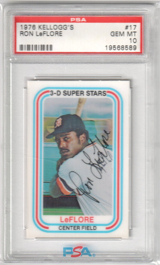 RON LeFLORE 1976 Kellogg's 3D Super Stars #17 PSA 10 GEM MINT - TIGERS - Columbia Hobby - Sports Card Boxes - Toploaders - Card Savers
