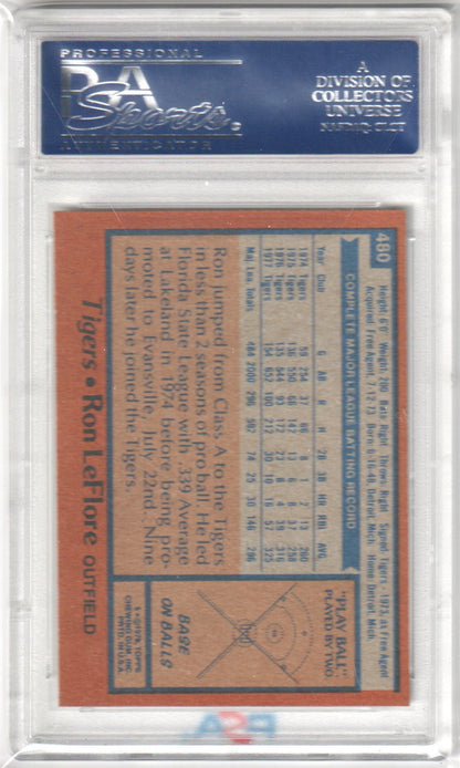 RON LeFLORE 1978 Topps #480 PSA 9 MINT - TIGERS - Columbia Hobby - Sports Card Boxes - Toploaders - Card Savers