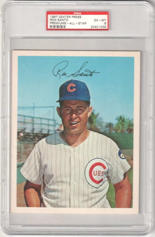RON SANTO 1967 Dexter Press Premiums PSA 6 EX - MT - CUBS - Columbia Hobby - Sports Card Boxes - Toploaders - Card Savers