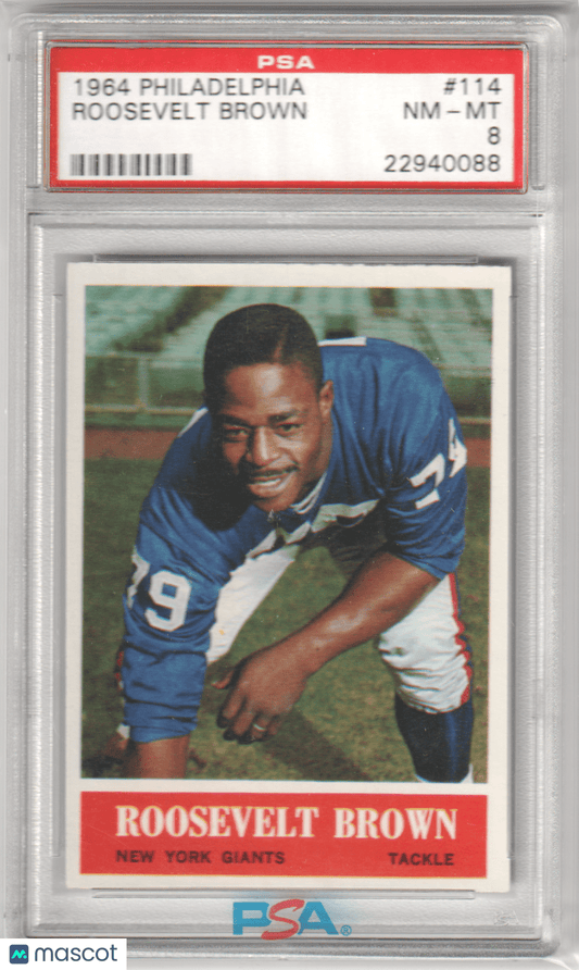 ROOSEVELT ROOSEY BROWN 1964 Philadelphia 114 PSA 8 NM - MT - GIANTS - Columbia Hobby - Sports Card Boxes - Toploaders - Card Savers