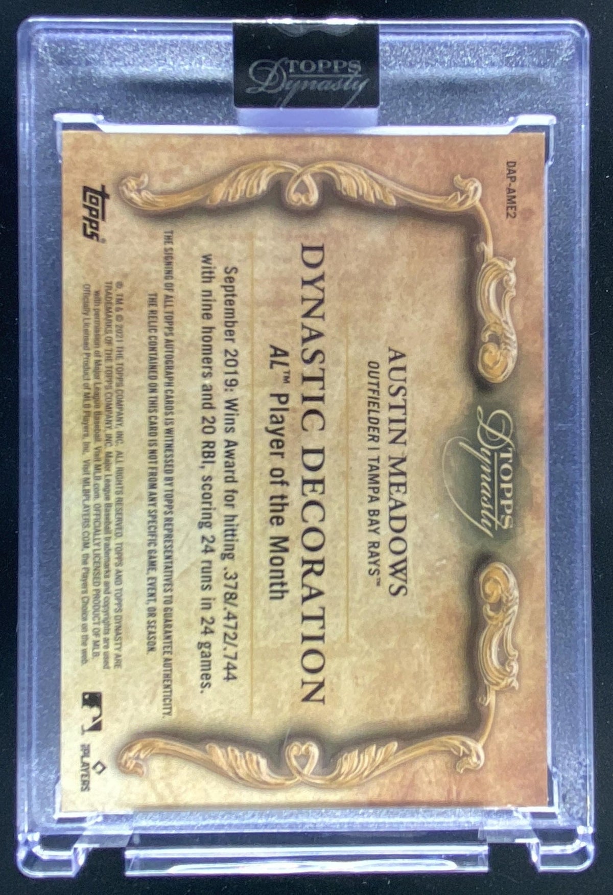 2021 Topps Dynasty Austin Meadows trading card