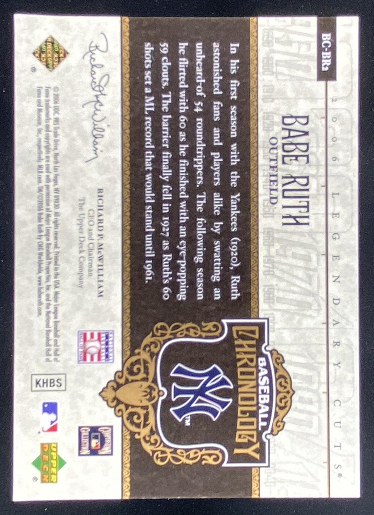 2006 SP Legendary Cuts Babe Ruth #BC-BR2 trading card