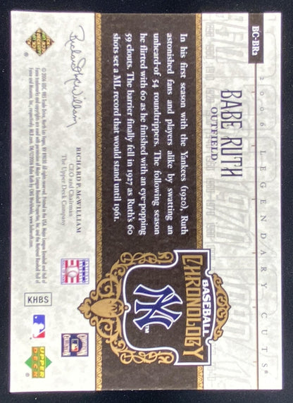 2006 SP Legendary Cuts Babe Ruth #BC-BR2 trading card