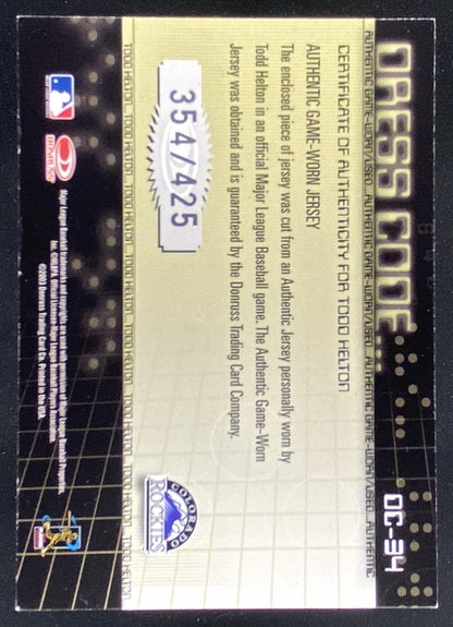 2003 Donruss Classics Todd Helton trading card
