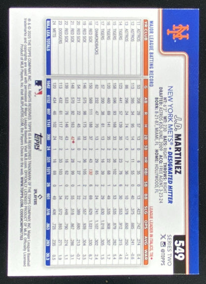 2025 Topps J.D. Martinez #549 trading card