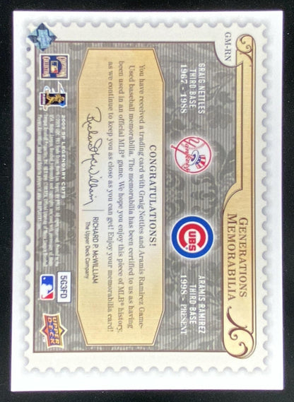 2009 SP Legendary Cuts Aramis Ramirez / Graig Nettles trading card