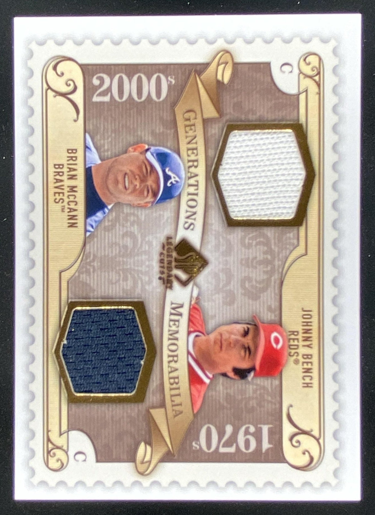 2009 SP Legendary Cuts Johnny Bench / Brian McCann trading card