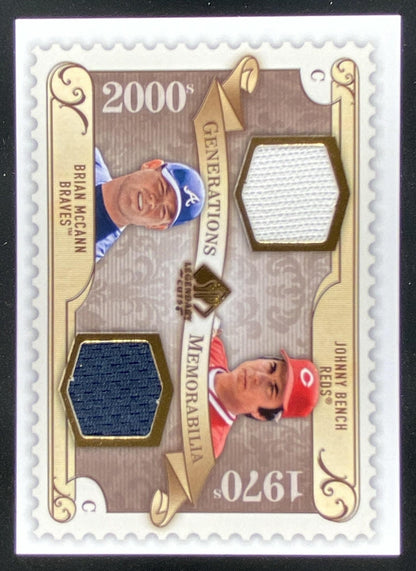 2009 SP Legendary Cuts Johnny Bench / Brian McCann trading card