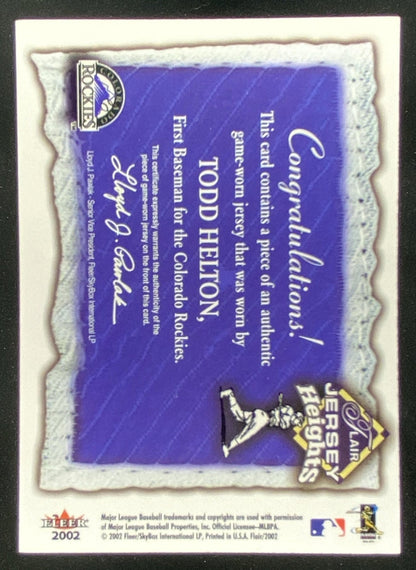 2002 Fleer Flair Todd Helton trading card