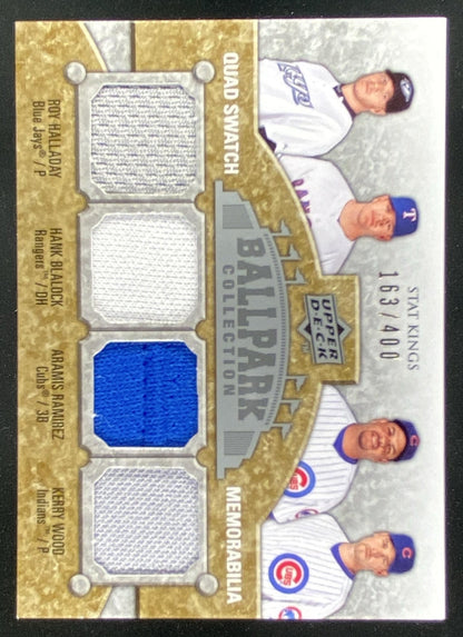2009 Upper Deck Ballpark Collection Roy Halladay / Hank Blalock / Aramis Ramirez / Kerry Wood trading card