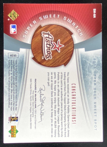 2006 Upper Deck Sweet Spot Andy Pettitte #SW-AN trading card
