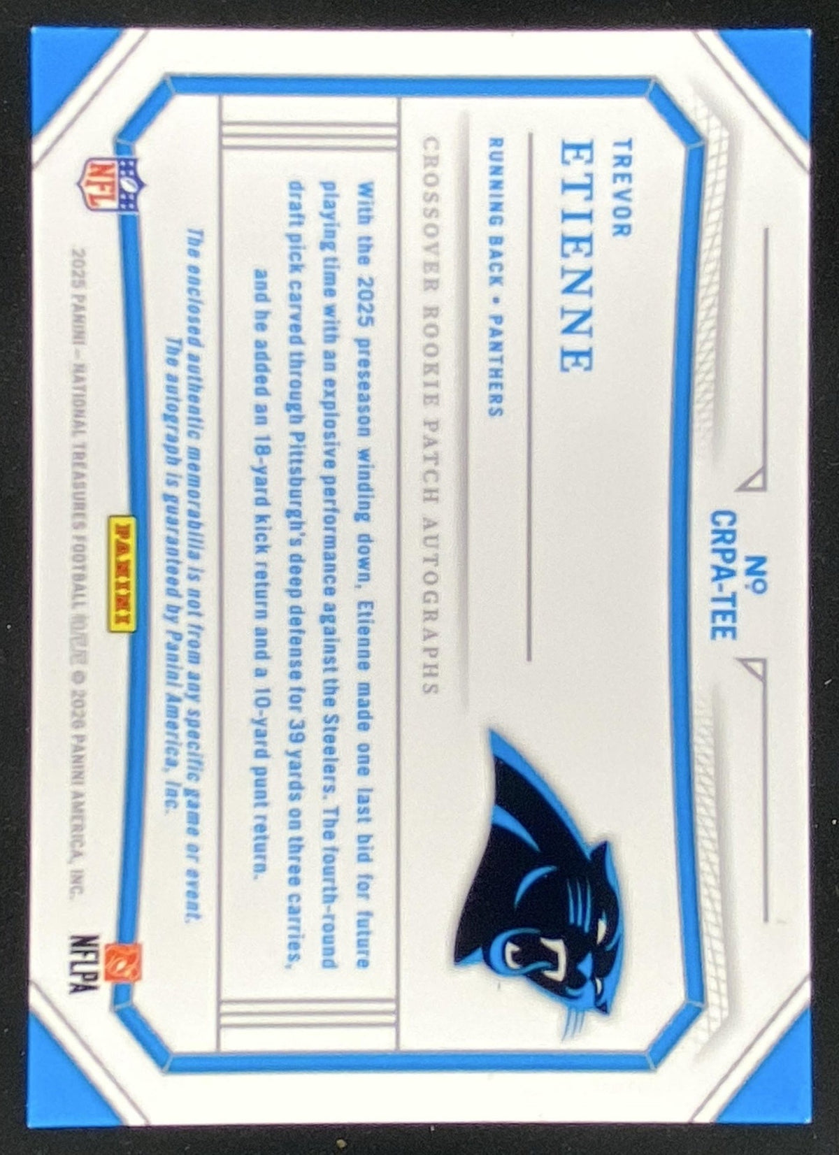 2025 Panini National Treasures Trevor Etienne trading card