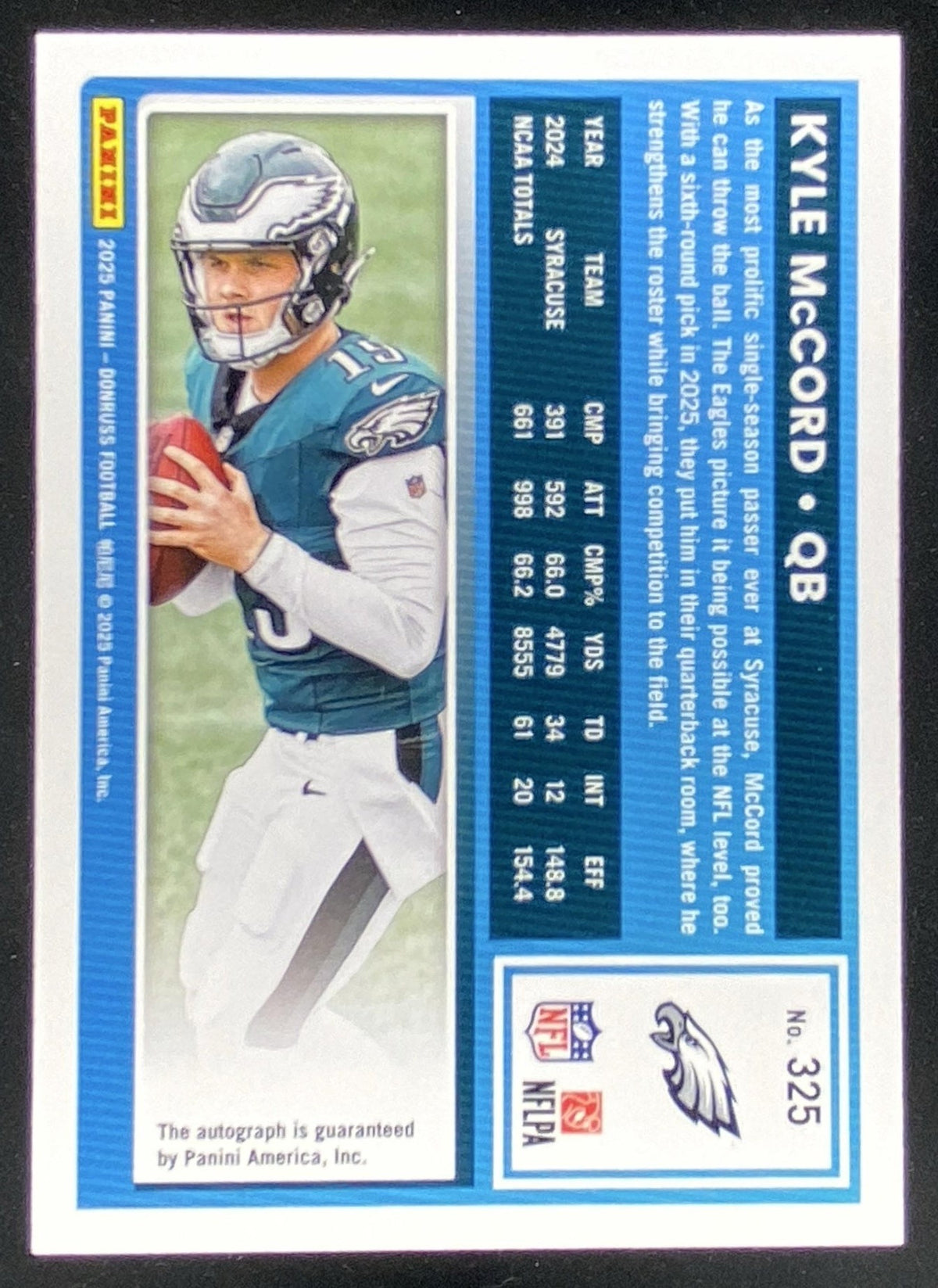 2025 Panini Donruss Kyle McCord #325 trading card