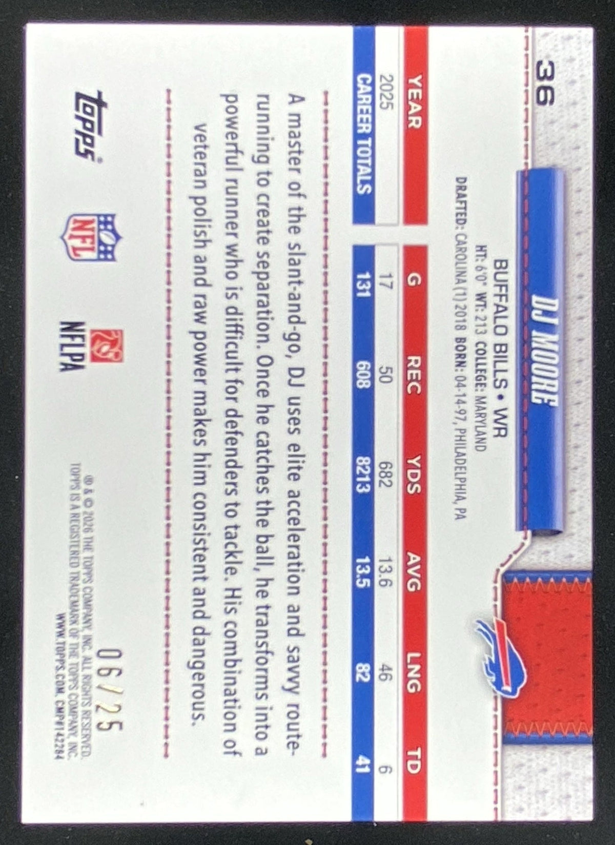 2026 Topps DJ Moore #36 trading card