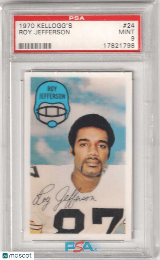 ROY? JEFFERSON 1970 Kellogg's 24 PSA 9 MINT - STEELERS - Columbia Hobby - Sports Card Boxes - Toploaders - Card Savers