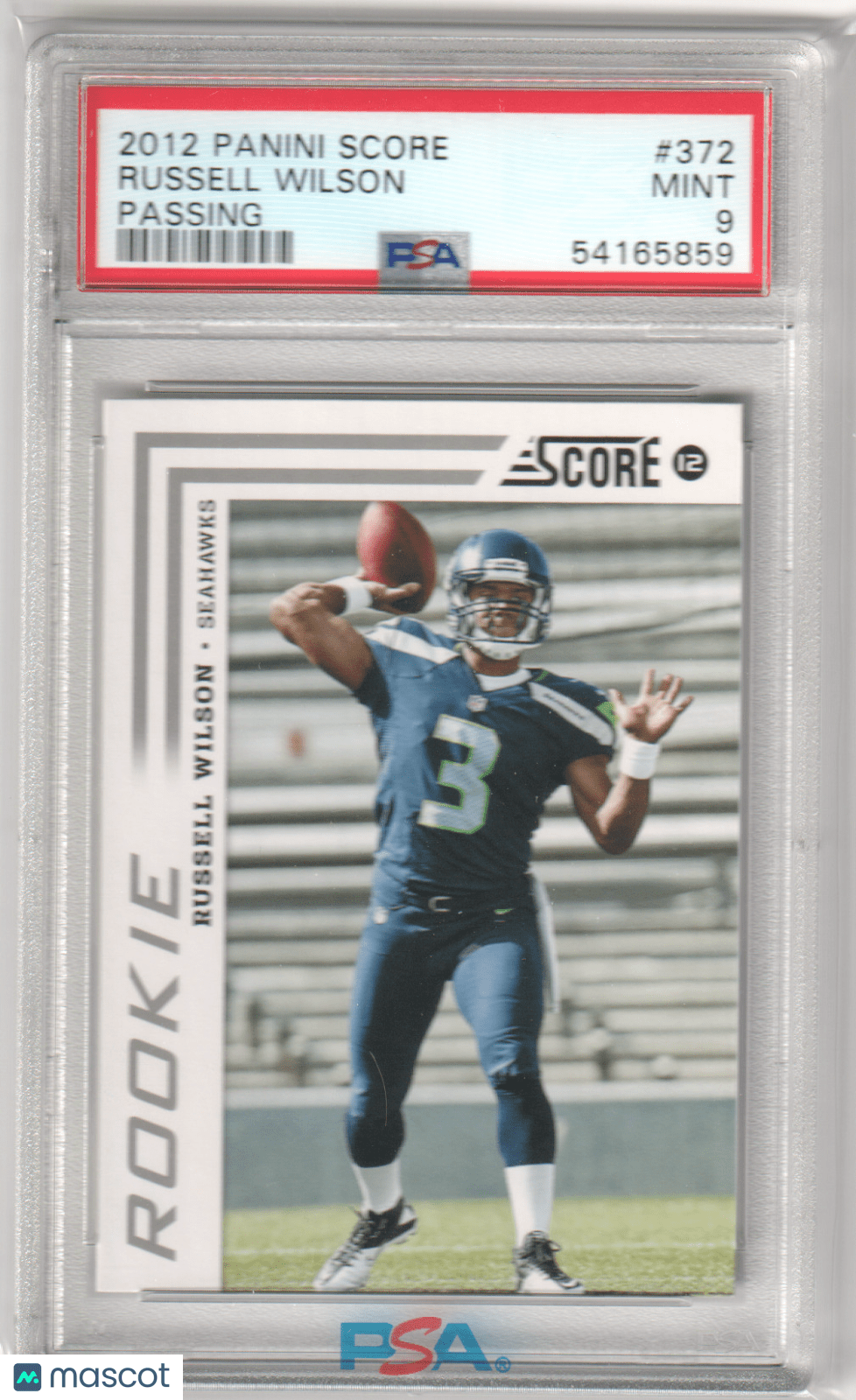 RUSSELL WILSON 2012 Panini Score RC Rookie 372 PSA 9 MINT - SEAHAWKS - Columbia Hobby - Sports Card Boxes - Toploaders - Card Savers