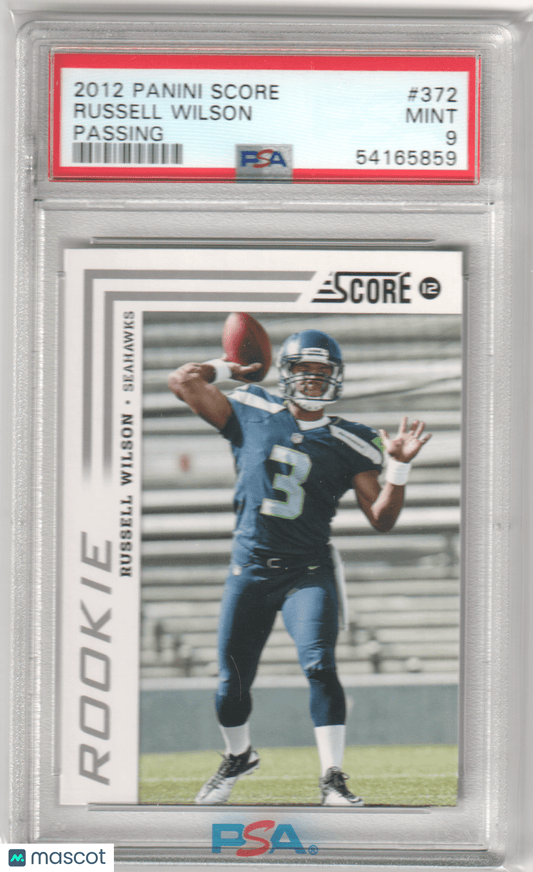 RUSSELL WILSON 2012 Panini Score RC Rookie 372 PSA 9 MINT - SEAHAWKS - Columbia Hobby - Sports Card Boxes - Toploaders - Card Savers
