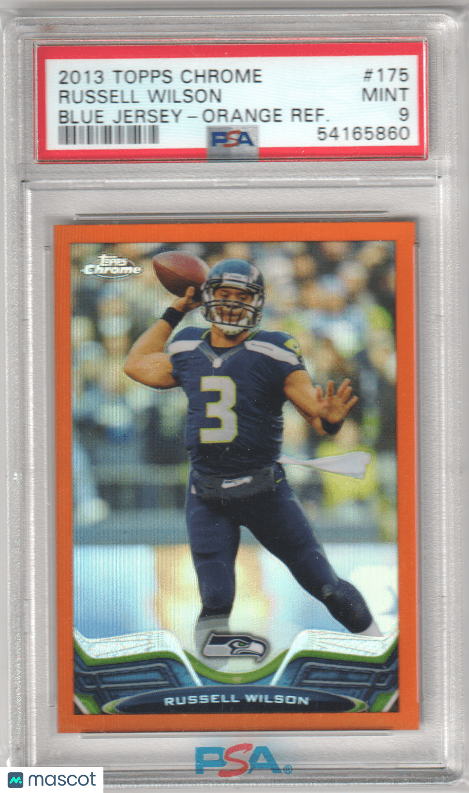 RUSSELL WILSON 2013 Topps Chrome 175 Orange Refractor PSA 9 MINT - SEAHAWKS - Columbia Hobby - Sports Card Boxes - Toploaders - Card Savers