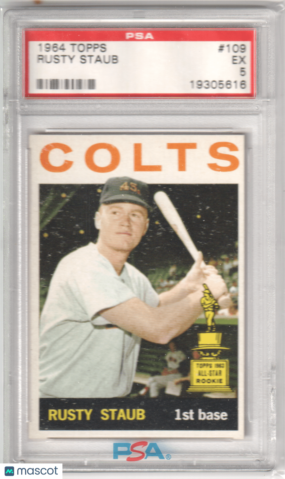 RUSTY STAUB 1964 Topps 109 PSA 5 EX - COLTS - Columbia Hobby - Sports Card Boxes - Toploaders - Card Savers
