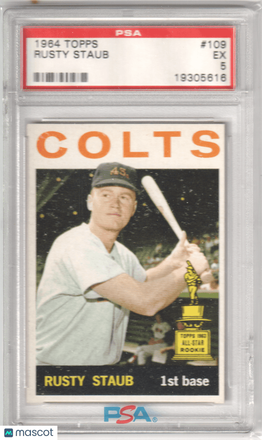 RUSTY STAUB 1964 Topps 109 PSA 5 EX - COLTS - Columbia Hobby - Sports Card Boxes - Toploaders - Card Savers