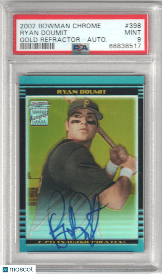 RYAN DOUMIT 2002 Bowman Chrome Gold 398 Refractor Autograph PSA 9 MINT - Columbia Hobby - Sports Card Boxes - Toploaders - Card Savers