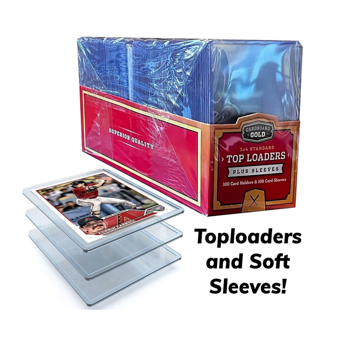 100ct Pack Regular Card Toploaders / Soft Sleeves Combo - 35pt