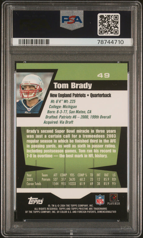 TOM BRADY 2004 Topps Pristine #49 PSA 9 MINT - PATRIOTS