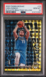 LUKA DONCIC 2022 Panini Mosaic Elevate #19 Reactive Yellow PSA 10 GEM Pop 1