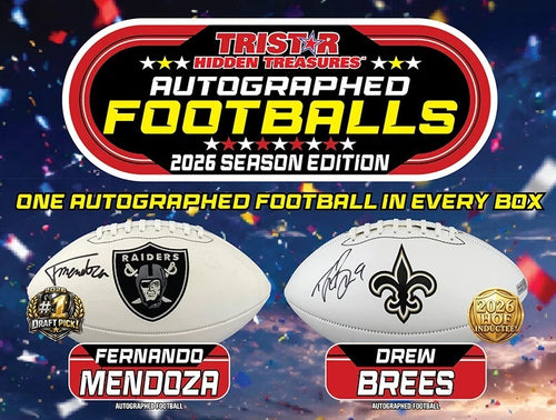 2026 TRISTAR Hidden Treasures Autographed Footballs Season Edition Box
2026 TRISTAR Hidden Treasures authenticated autographed football
2026 TRISTAR Hidden Treasures Hall of Famer autographed football
2026 TRISTAR Hidden Treasures current player autographed football
2026 TRISTAR Hidden Treasures 2026 Draft Pick autographed football
2026 TRISTAR Hidden Treasures multi-signed autographed football
2026 TRISTAR Hidden Treasures inscribed autographed football
2026 TRISTAR Hidden Treasures specialty autographed f